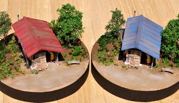 風呂小屋/五右衛門風呂 屋根の色は赤系 青系で全体の作りは同じです