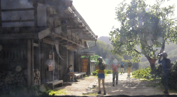 一石栃立場茶屋　馬籠宿方面から